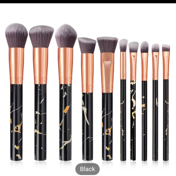 10 pcs Marble Makeup Brushes black - Picture 3 of 4